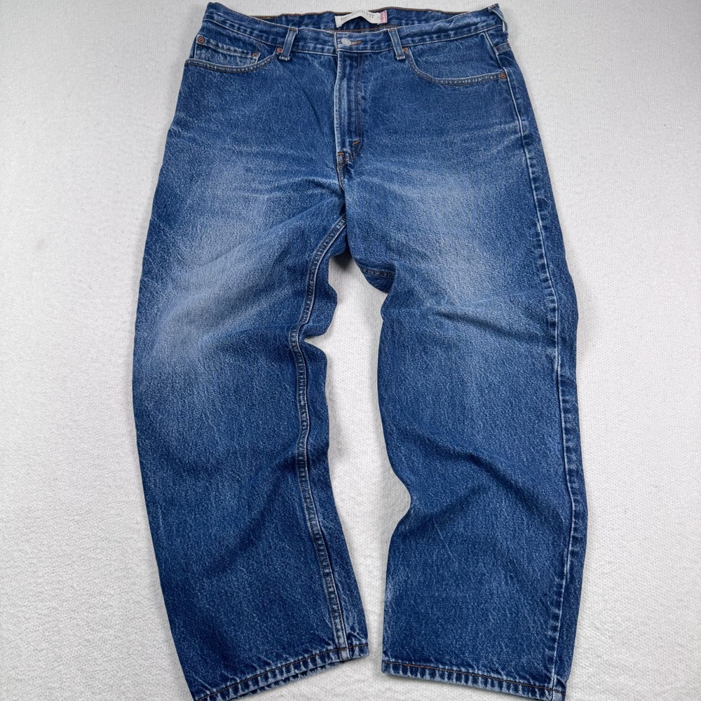 Levis 550 Relaxed Fit Jeans Mens 38x29 *36x29 Faded Whiskered Denim Blue VTG Y2K